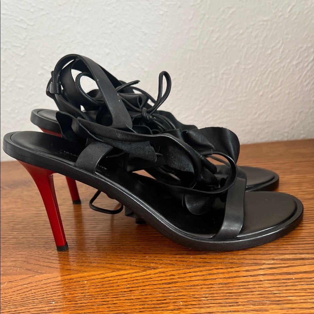 Isabel Marant Black Ruffle Lace-Up Sandals - Picture 5 of 7
